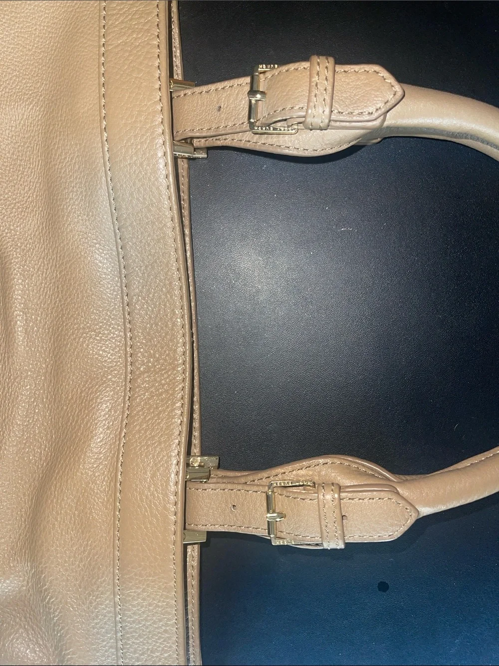 Tory Burch Taupe Pebbled Leather Tote